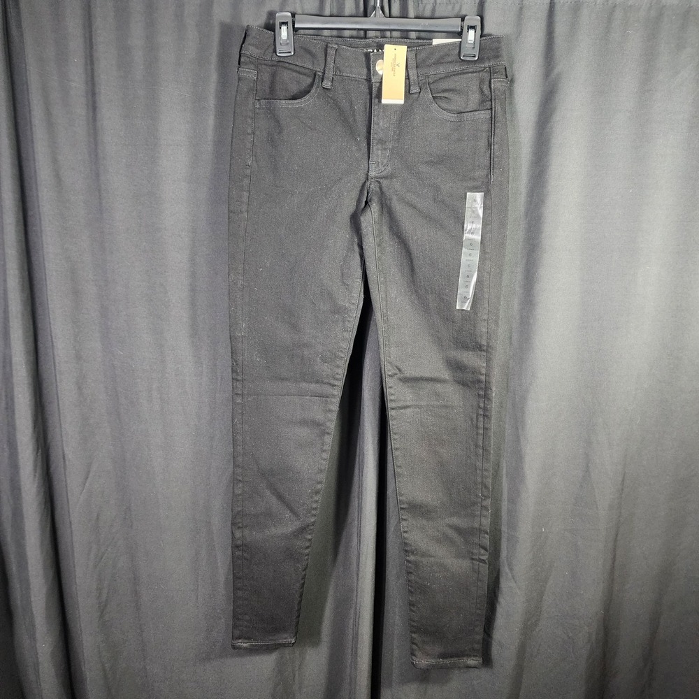 American Eagle Super Super Stretch X Jeggings Black Skinny Jeans Womens 6 Long